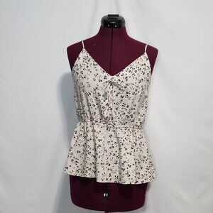Maurices Leopard Print Sleeveless Peplum Tank Top with Elastic Waist - Size S